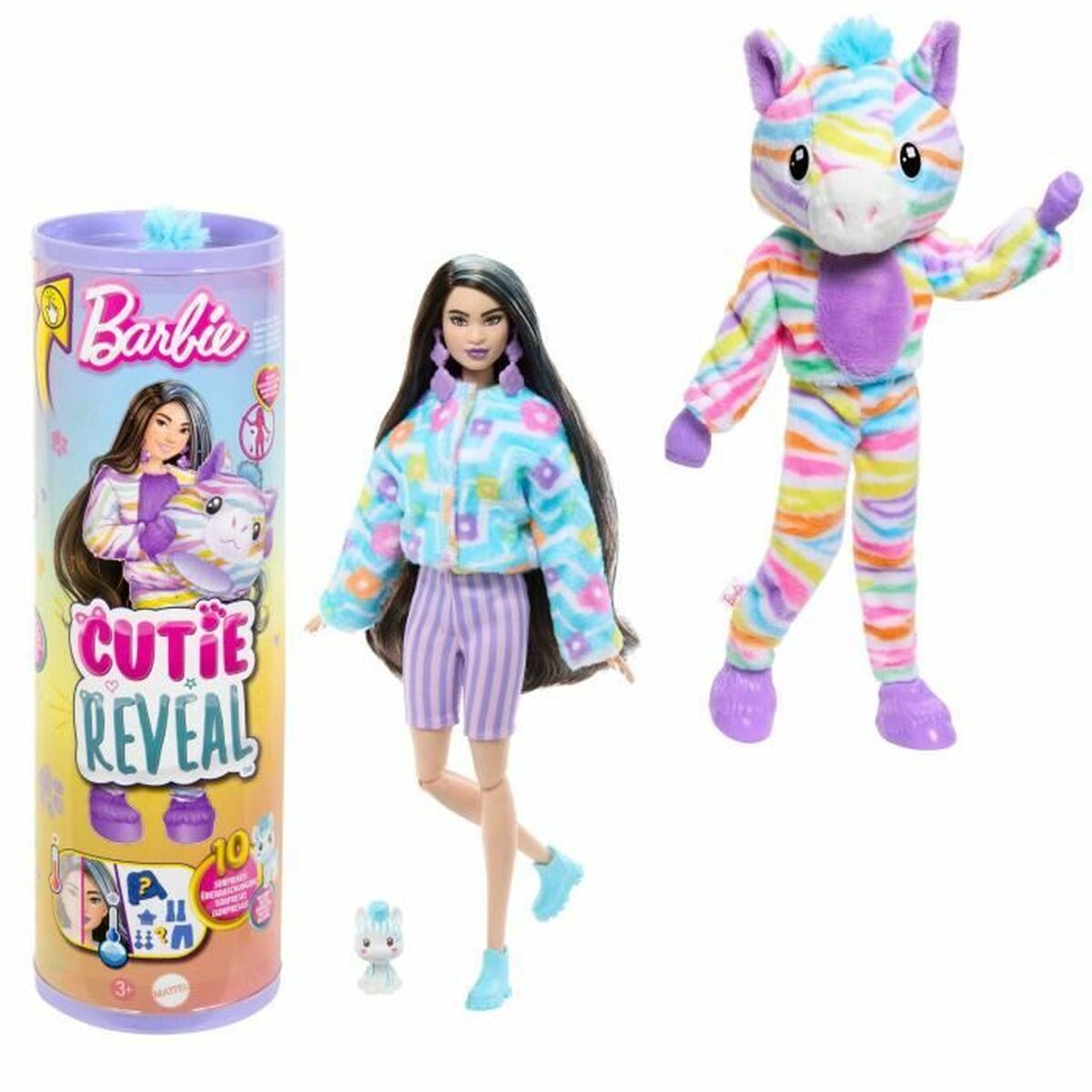 Babydocka med tillbehör Barbie Zebra Doll Colorful Dream