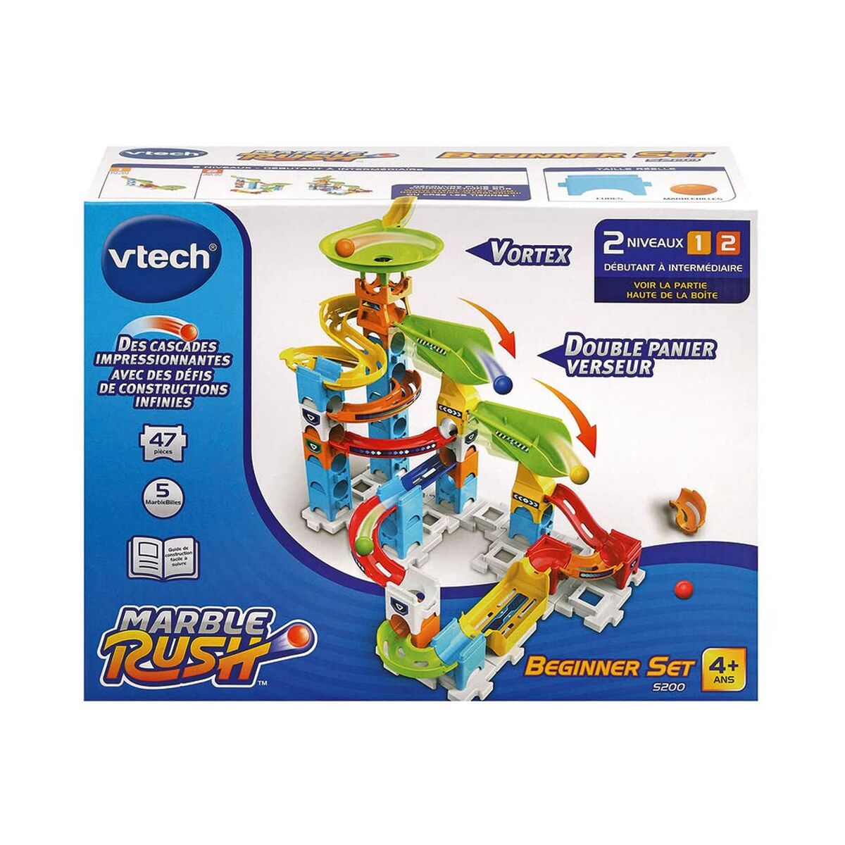 Kulspel Vtech Marble Rush Marble Run - Beginner Set Bana + 4 år Bana med Ramper 47 Delar