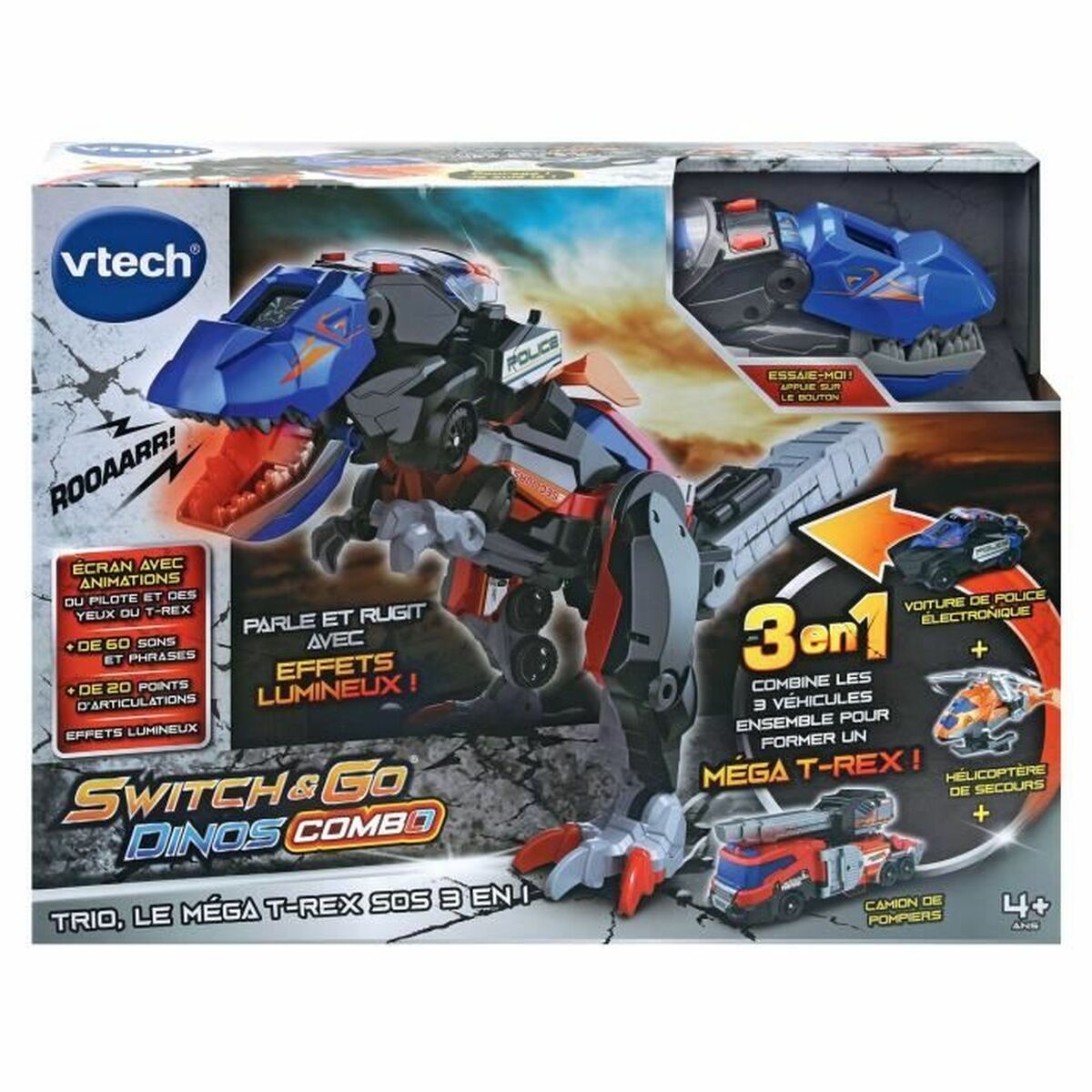 Omvandlingsbar superrobot Vtech Switch &amp; Go Dinos Combo: Dinosaurie