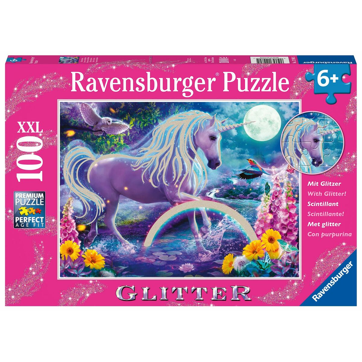 Pussel Ravensburger 12980 Enhörning Glitter XXL 100 Delar