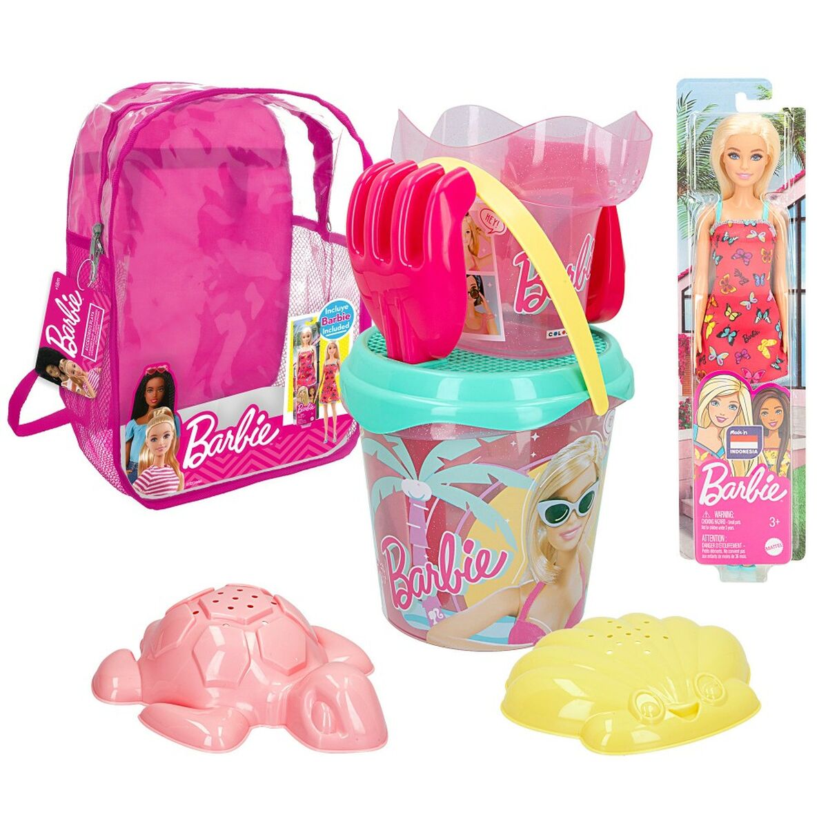 Strandleksaker set Barbie 8 Delar 18 x 16 x 18 cm