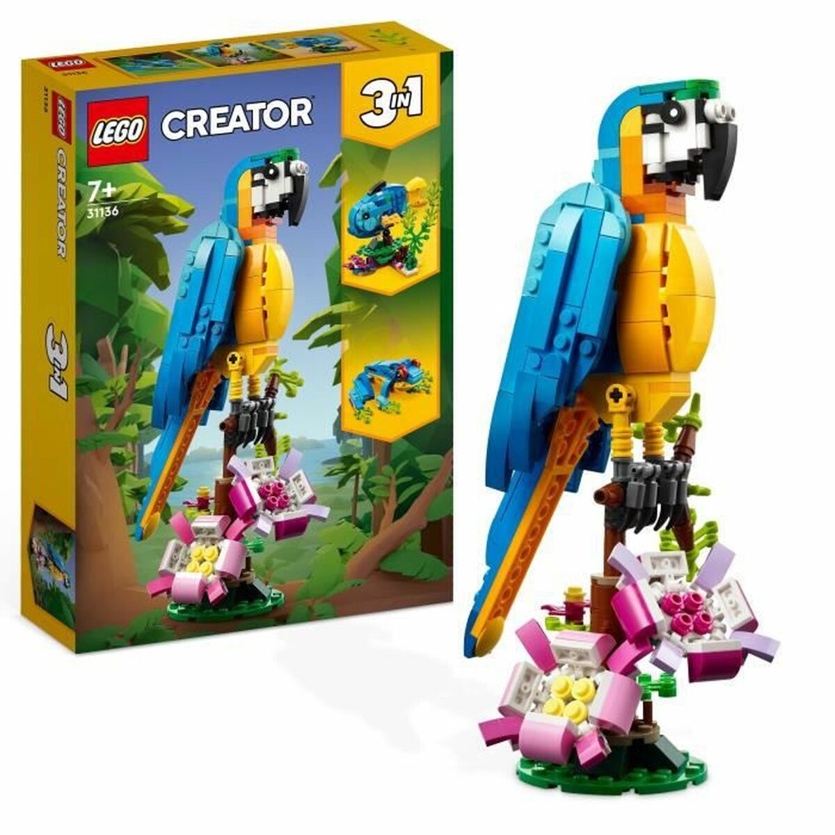 Byggsats Lego Creator 31136 Exotic parrot with frog and fish 3 i 1 253 Delar